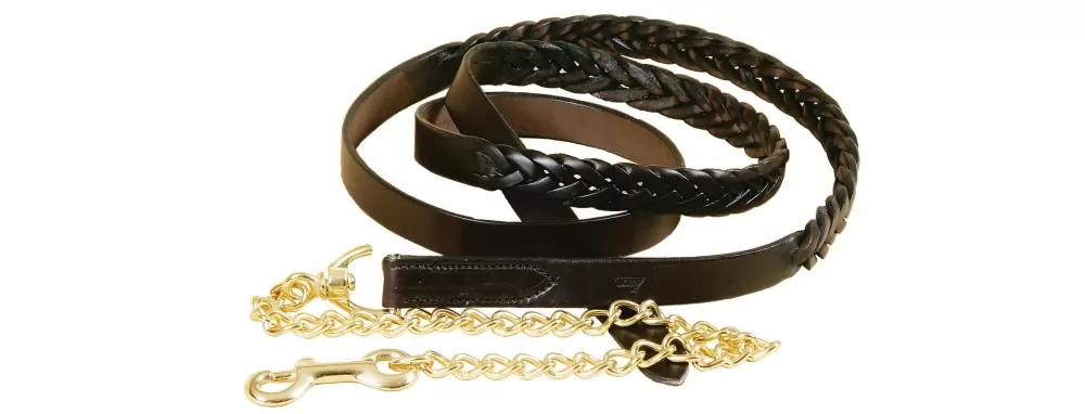 Tory Leather 1" Braided Lead - Brass Chain 4 Tory Leather 1" Braided Lead - Brass Chain - Image 2