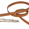 Tory Leather Partial Double & Stitched Lead - Nickel Plated Chain