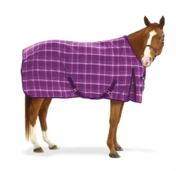 Equi-Essentials EZ-Care Lite Stable Sheet - Plaid -Equestrian Supplies Store 5 692038 purpleplaid