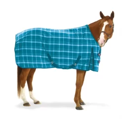 Equi-Essentials EZ-Care Lite Stable Sheet - Plaid -Equestrian Supplies Store 5 692038 turquoiseplaid