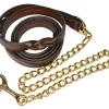 Perri's Twisted Leather Lead With Brass Plated Chain