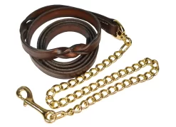 Perri's Twisted Leather Lead With Brass Plated Chain