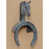 Horse Fare Horsehead With Horseshoe Bridle Holder -Equestrian Supplies Store hf00031 patina
