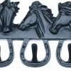 Horse Fare Three Hooks With Three Horse Heads -Equestrian Supplies Store hf00032 black